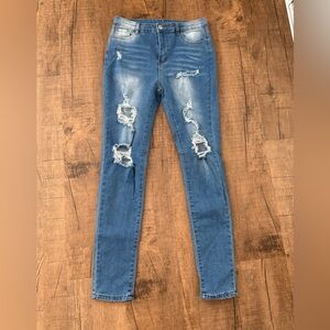 Medium Wash Distressed Skinny Jeans